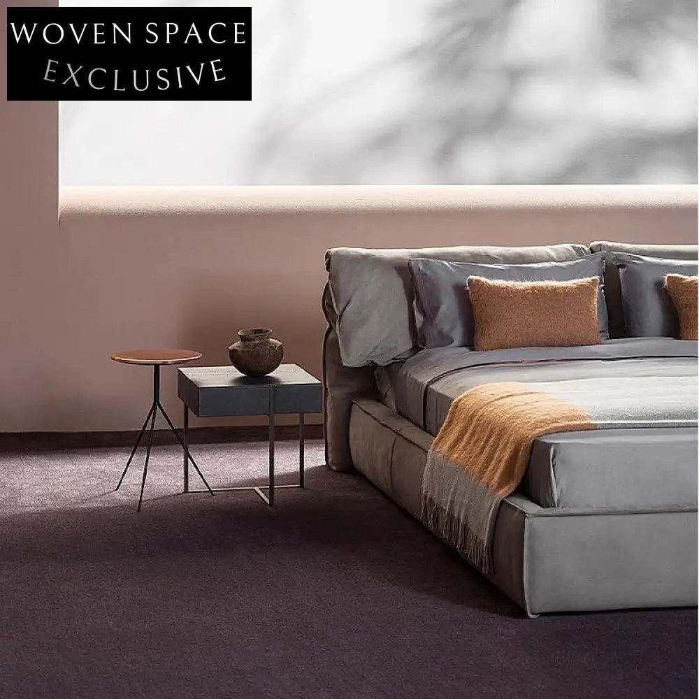 Nordic Wood Metal Legs Nightstand, Square Bedroom Bedside Table with Drawer