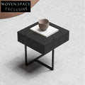 Nordic Wood Metal Legs Nightstand, Square Bedroom Bedside Table with Drawer