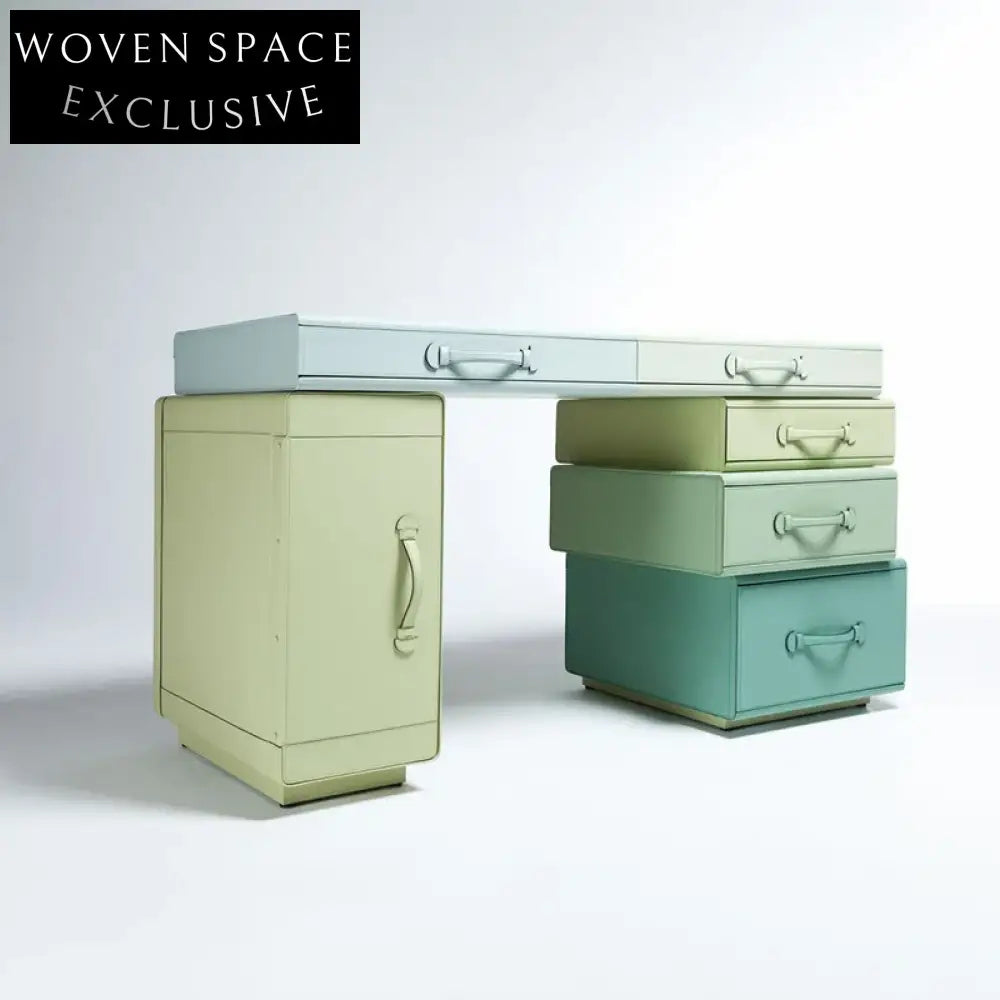 Nordic Wooden Dressing Table with Leather Drawers for Bedroom Makeup Vanity