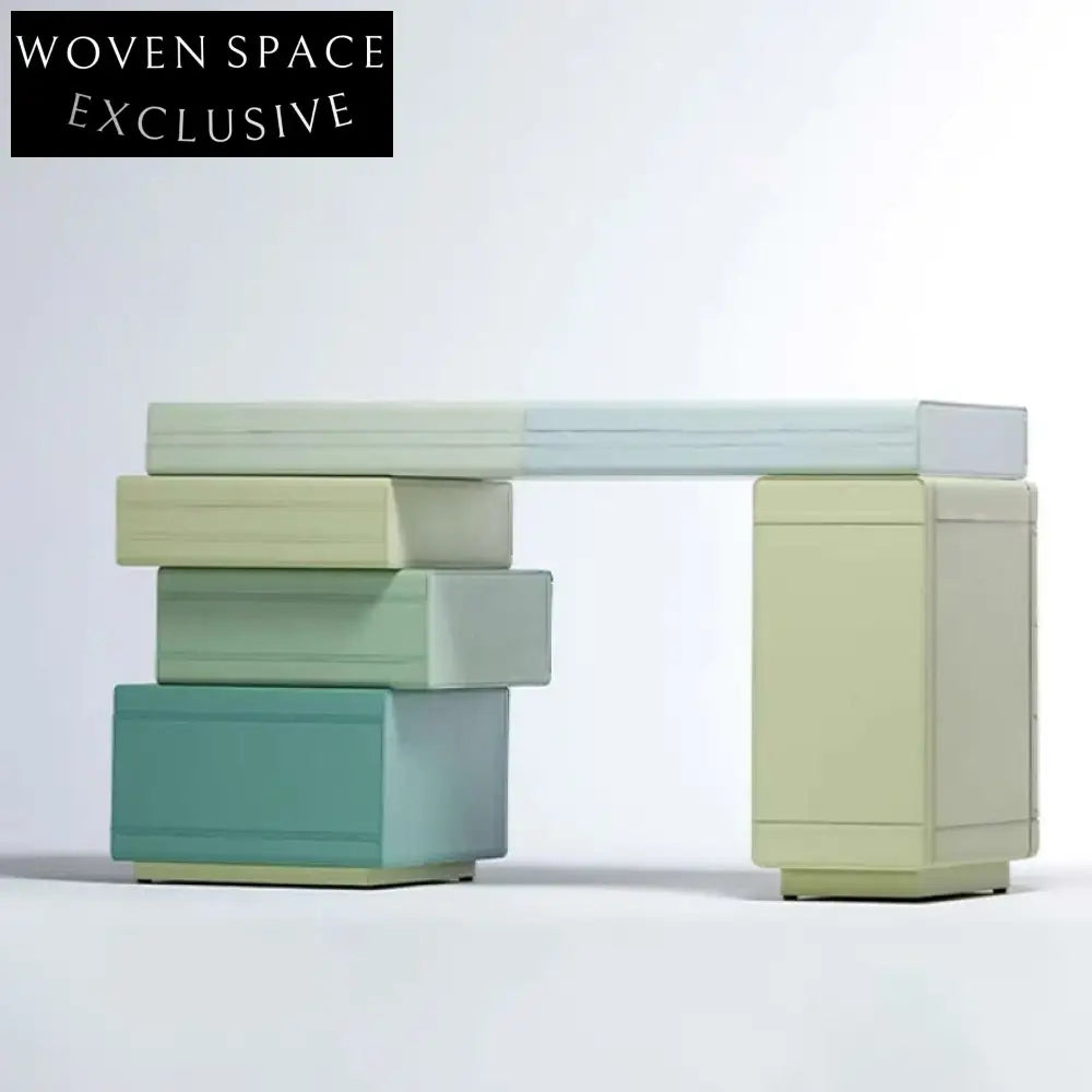 Nordic Wooden Dressing Table with Leather Drawers for Bedroom Makeup Vanity