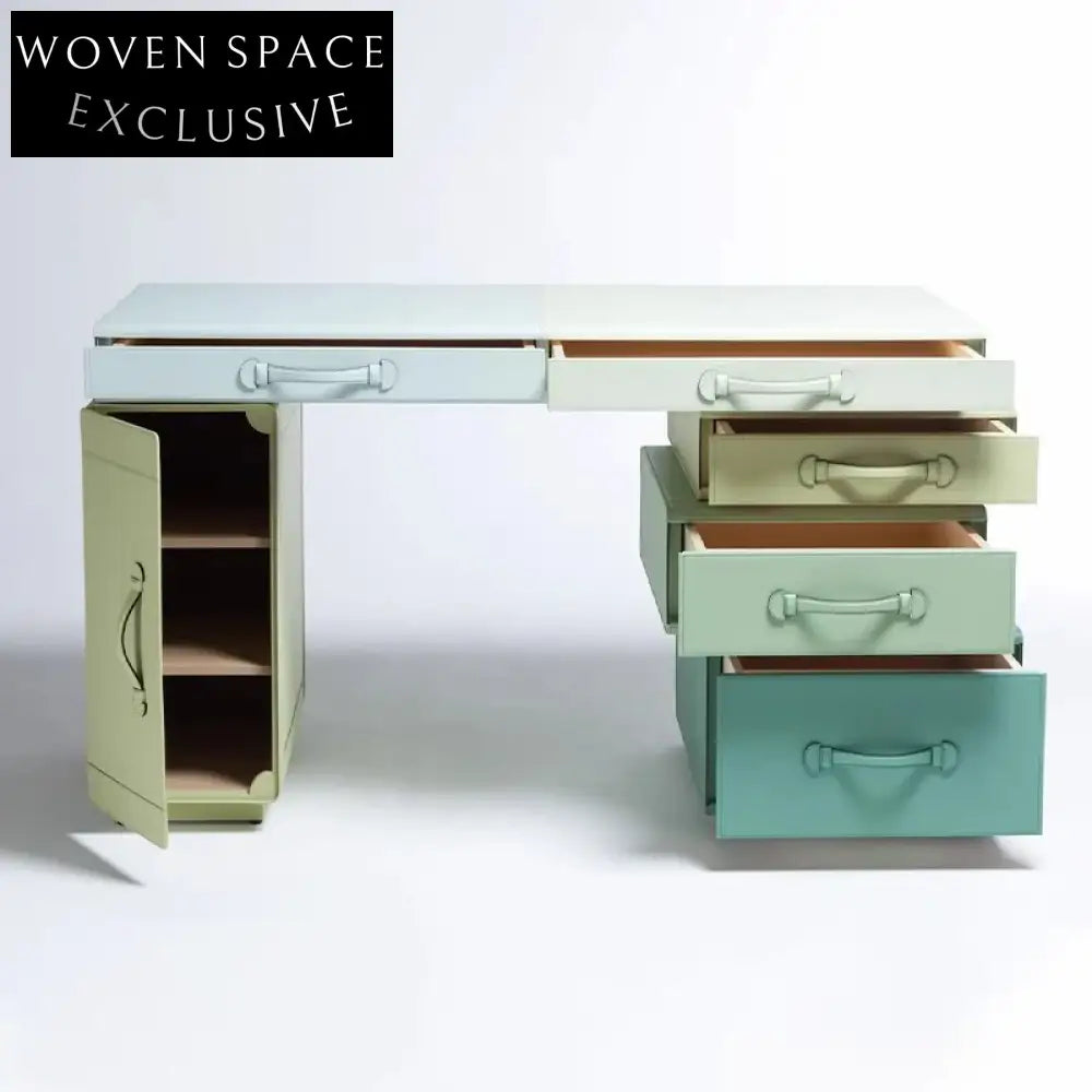 Nordic Wooden Dressing Table with Leather Drawers for Bedroom Makeup Vanity