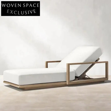 Northern European Teak Wood Outdoor Sun Lounger with Waterproof Upholstery