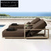 Northern European Teak Wood Outdoor Sun Lounger with Waterproof Upholstery