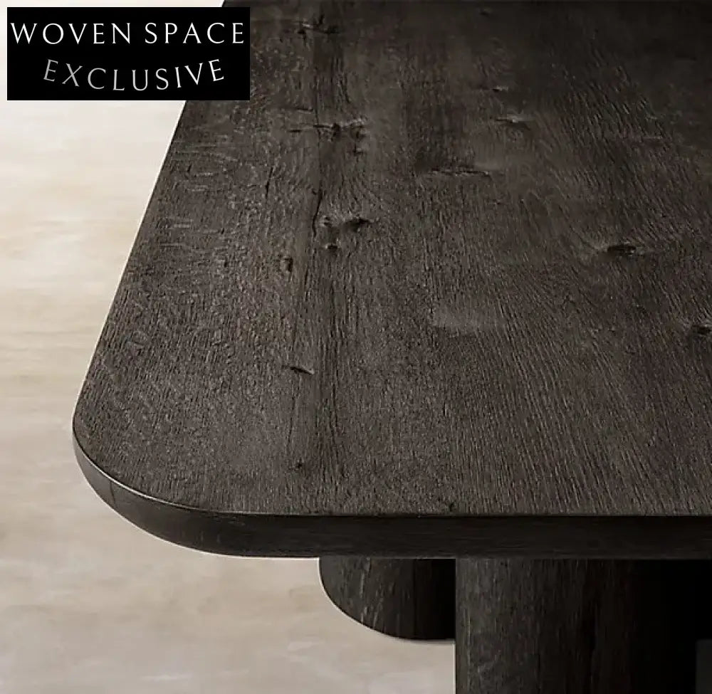 Luxury Modern Oak Wood Coffee Table with Cylindrical Supports Design