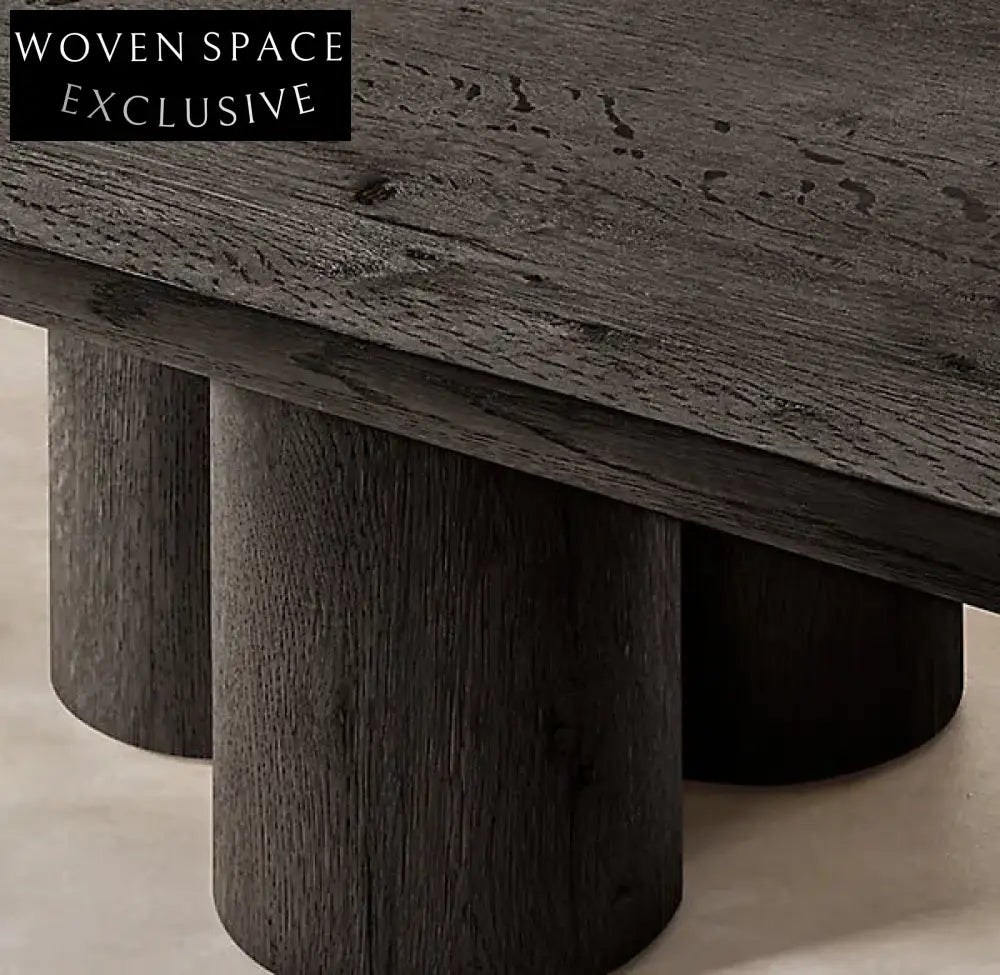 Luxury Modern Oak Wood Coffee Table with Cylindrical Supports Design