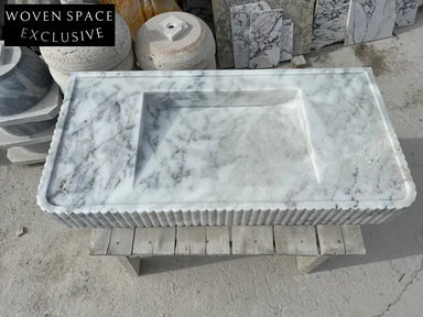 Odon Carrara Marble Sink with Ribbed Sides