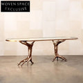 Opulent Gold Metal Base Glass Top, Antique Style Living Room Coffee Table