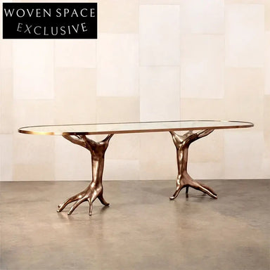 Opulent Gold Metal Base Glass Top, Antique Style Living Room Coffee Table