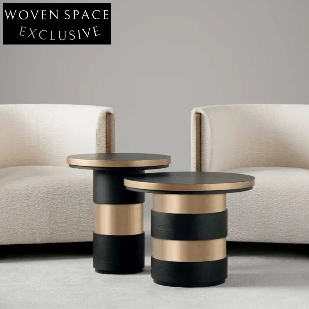 Opulent Gold Metal Round Nesting Coffee Table Set for Modern Living Room