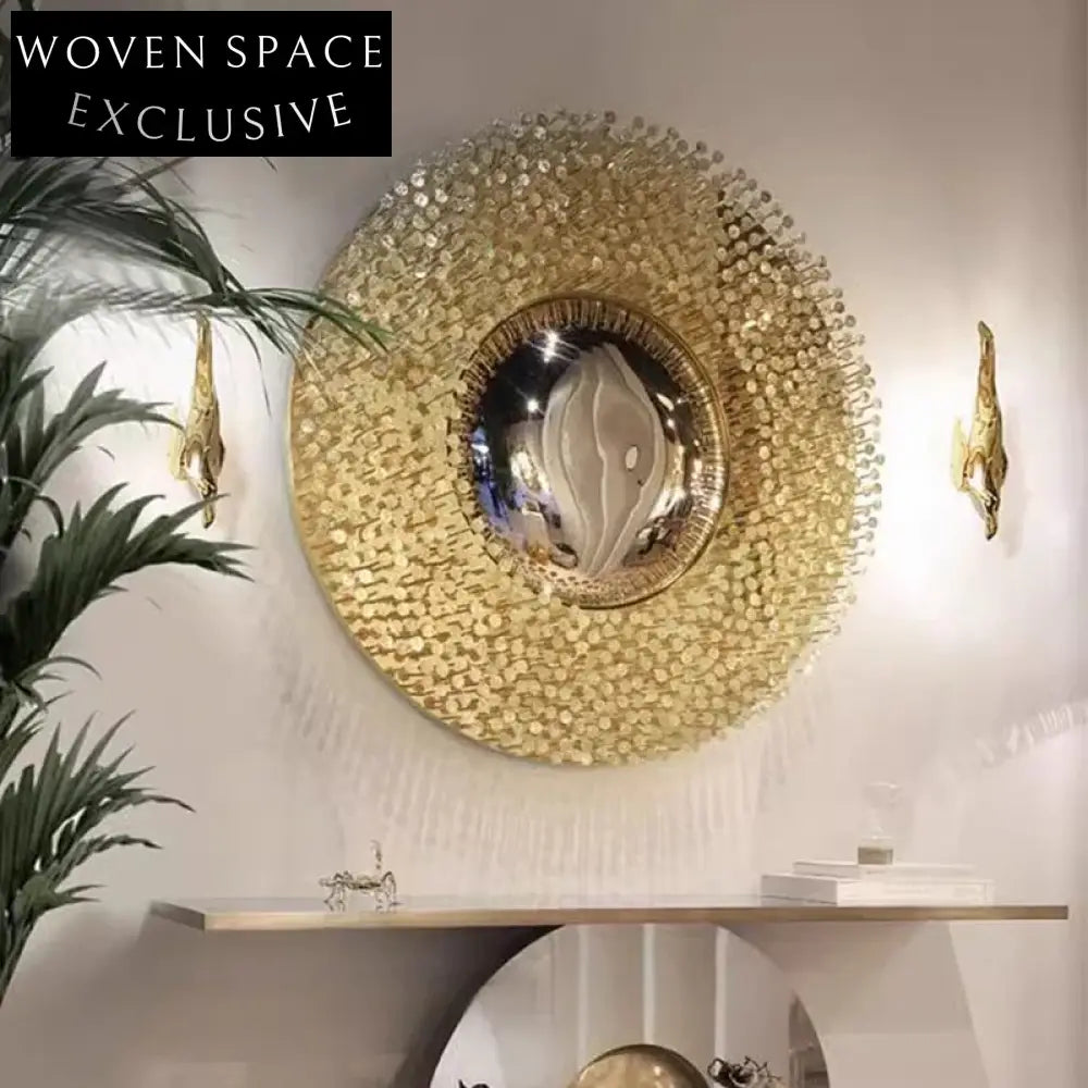 Opulent Gold Stainless Steel Round Wall Mirror for Home Decor