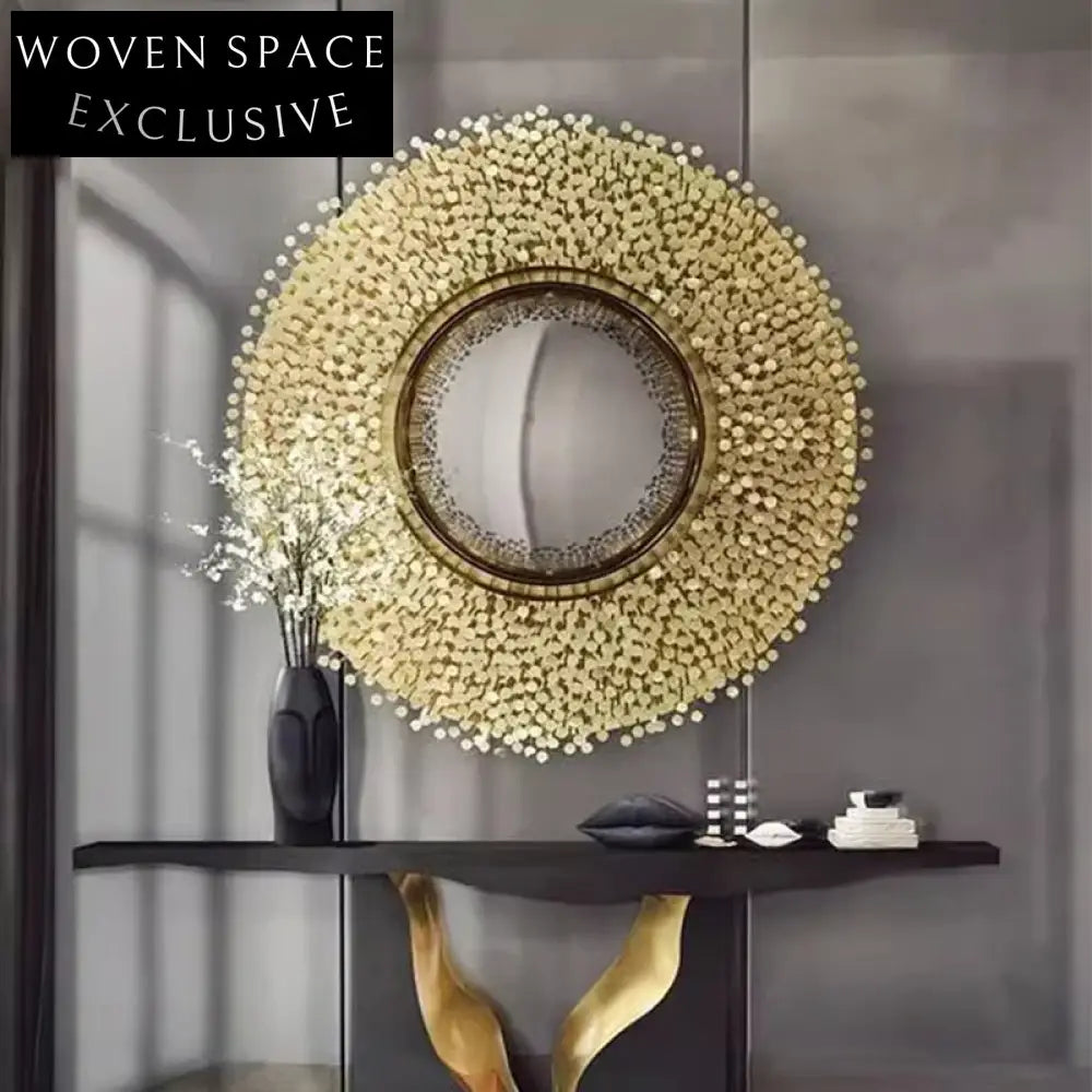 Opulent Gold Stainless Steel Round Wall Mirror for Home Decor