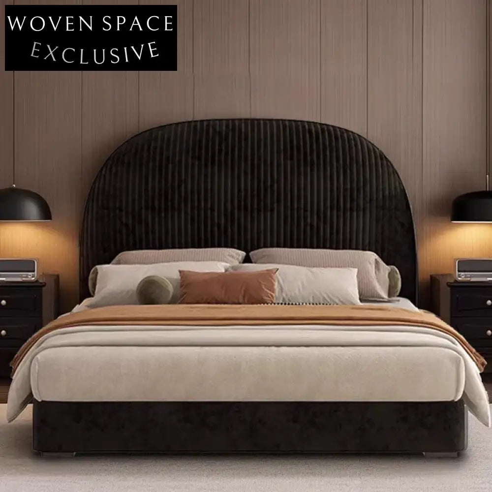 Opulent Green Velvet Tufted High Headboard Soft Bed Frame for Luxury Bedrooms