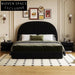 Opulent Green Velvet Tufted High Headboard Soft Bed Frame for Luxury Bedrooms