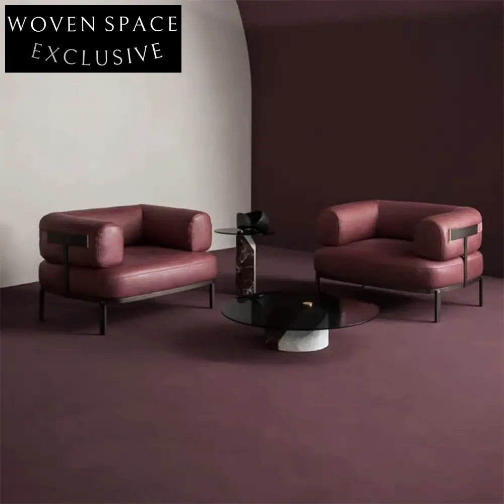 Opulent Italian Genuine Leather Armrest Sofa Set with Gold Metal Legs, Couch