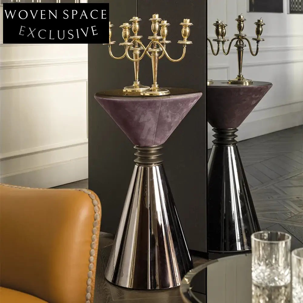 Opulent Italian Marble Top Round Side Table Set for Chic Living Rooms