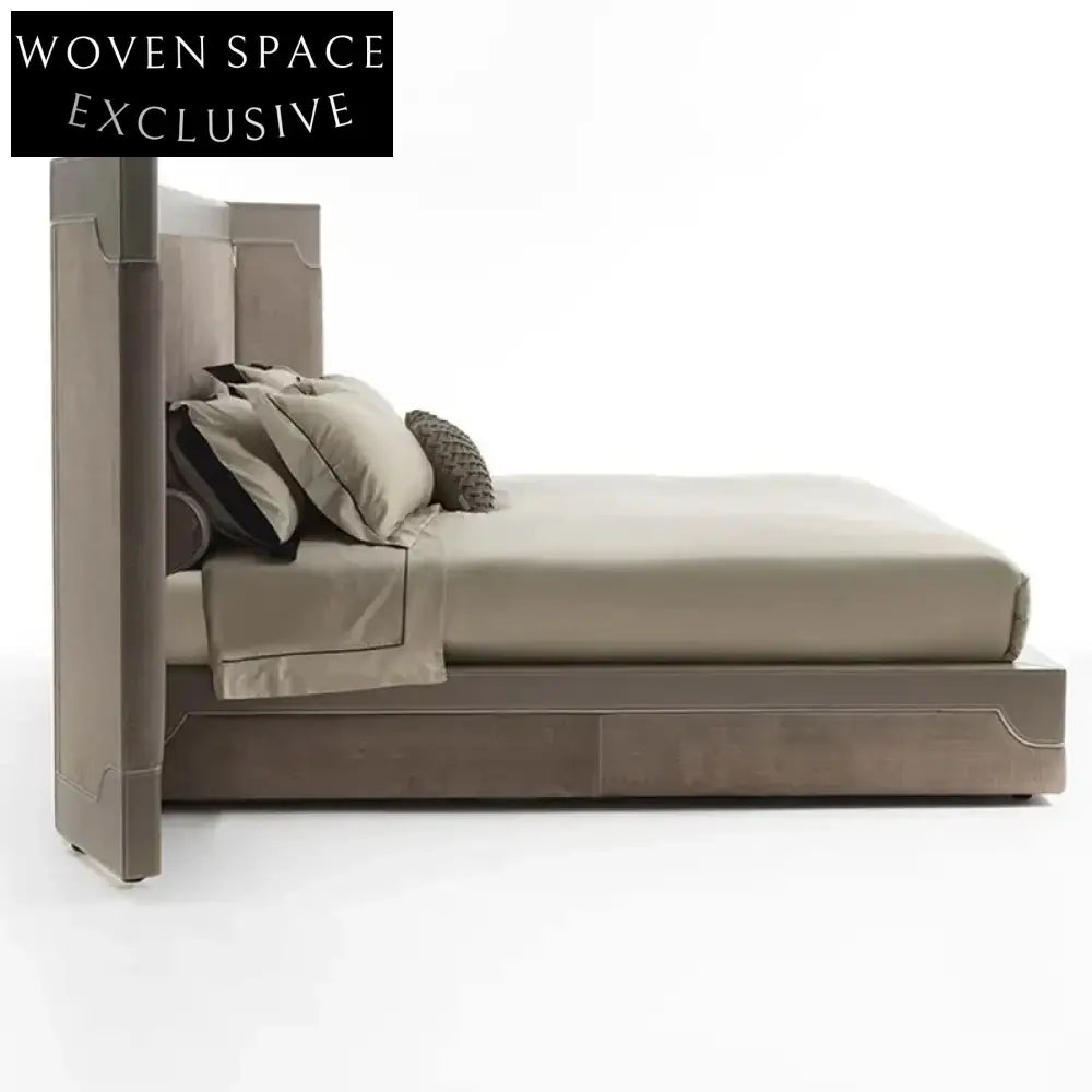 Opulent Italian Upholstered King Size Bed, Luxury Fabric Master Bedroom Furniture