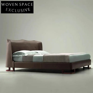 Opulent Modern Light Luxury King Queen Size Wood Frame Leather Bed