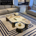 Opulent Multi-Functional Marble Top Gold Stainless Steel Living Room Coffee Table Set