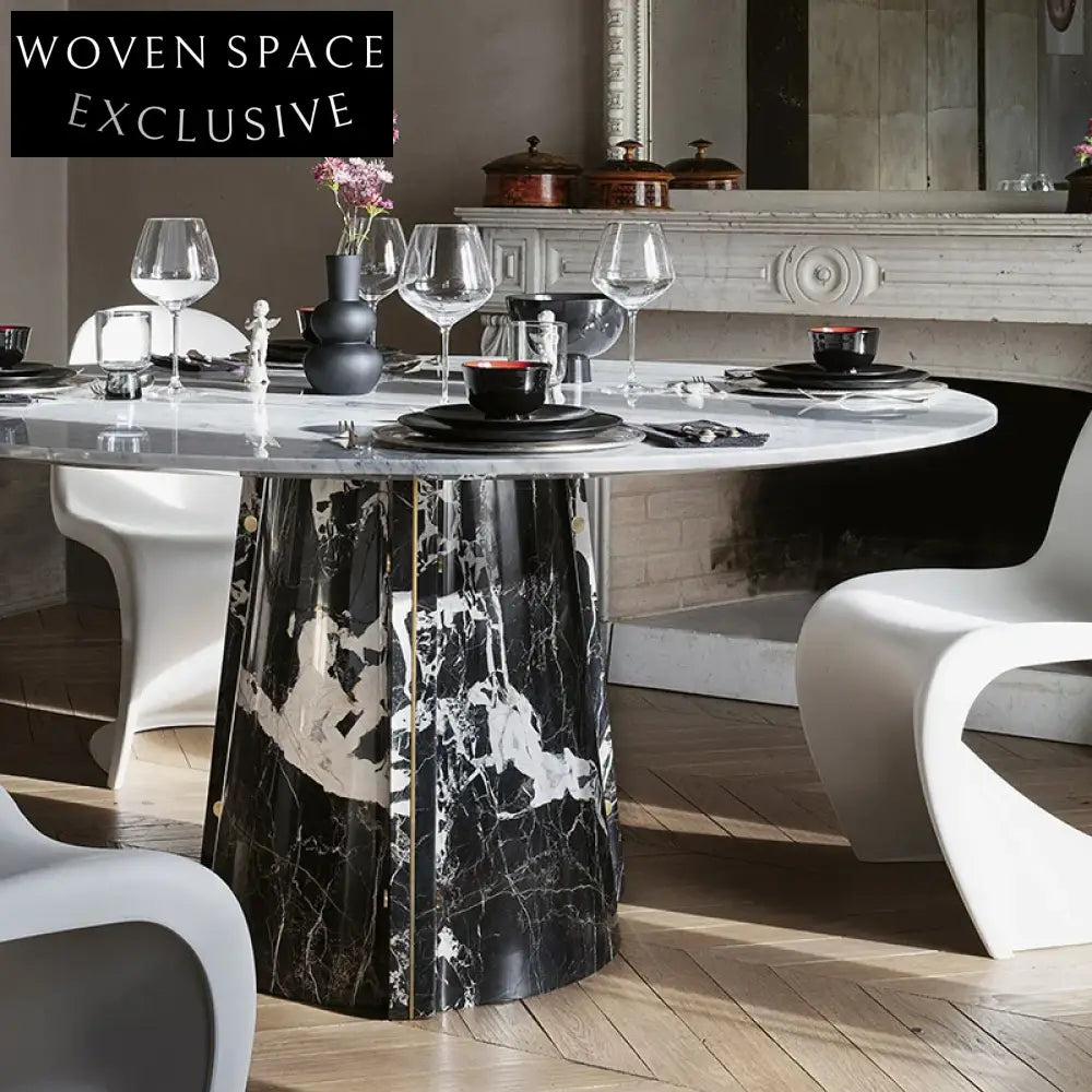 Opulent Round Dining Table with Marble or Glass Top for Modern Homes