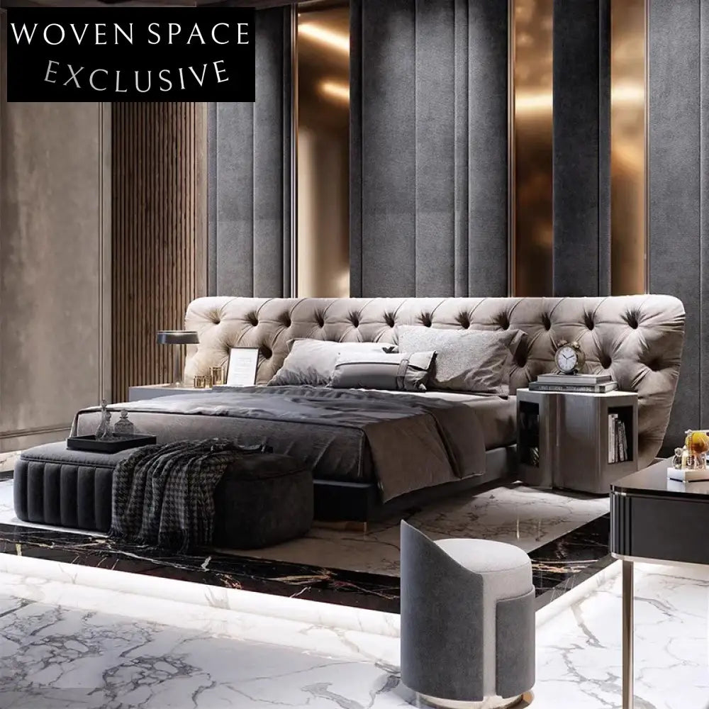 Opulent Velvet Upholstered King Size Bed for Modern Luxury Bedrooms