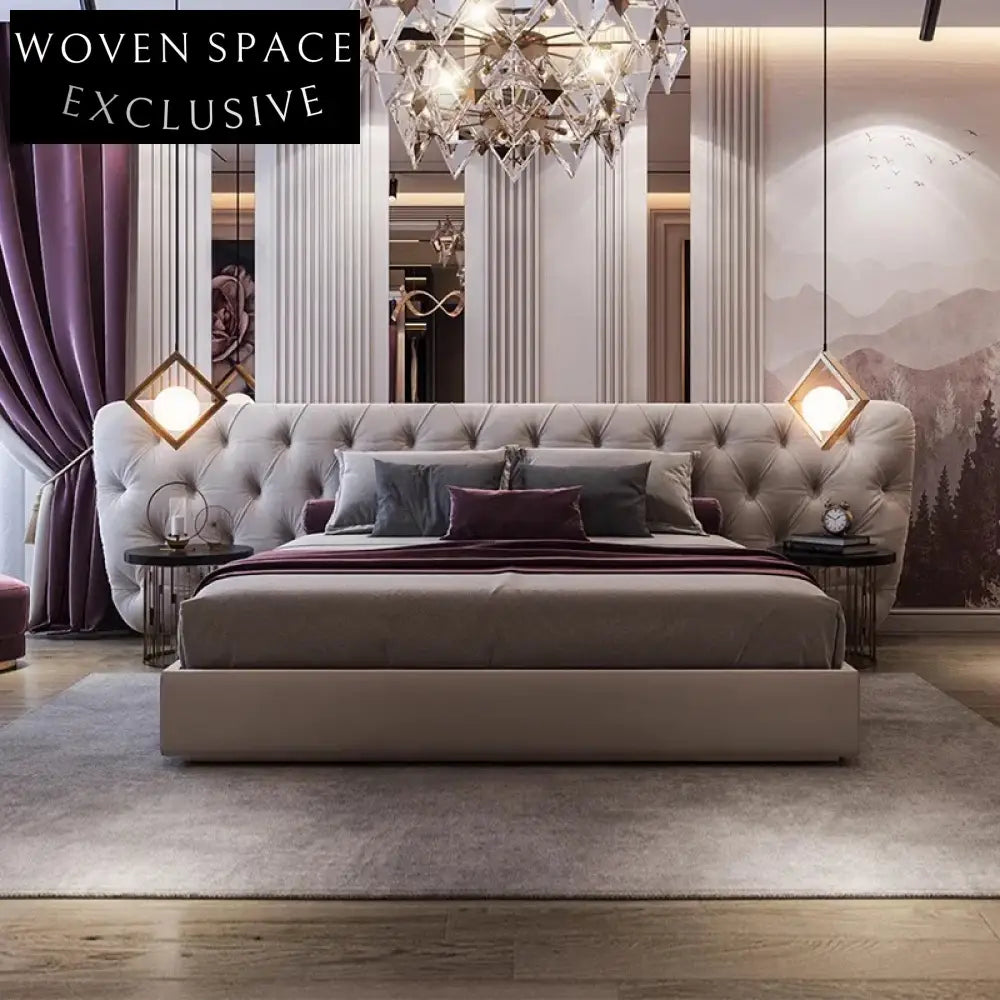Opulent Velvet Upholstered King Size Bed for Modern Luxury Bedrooms