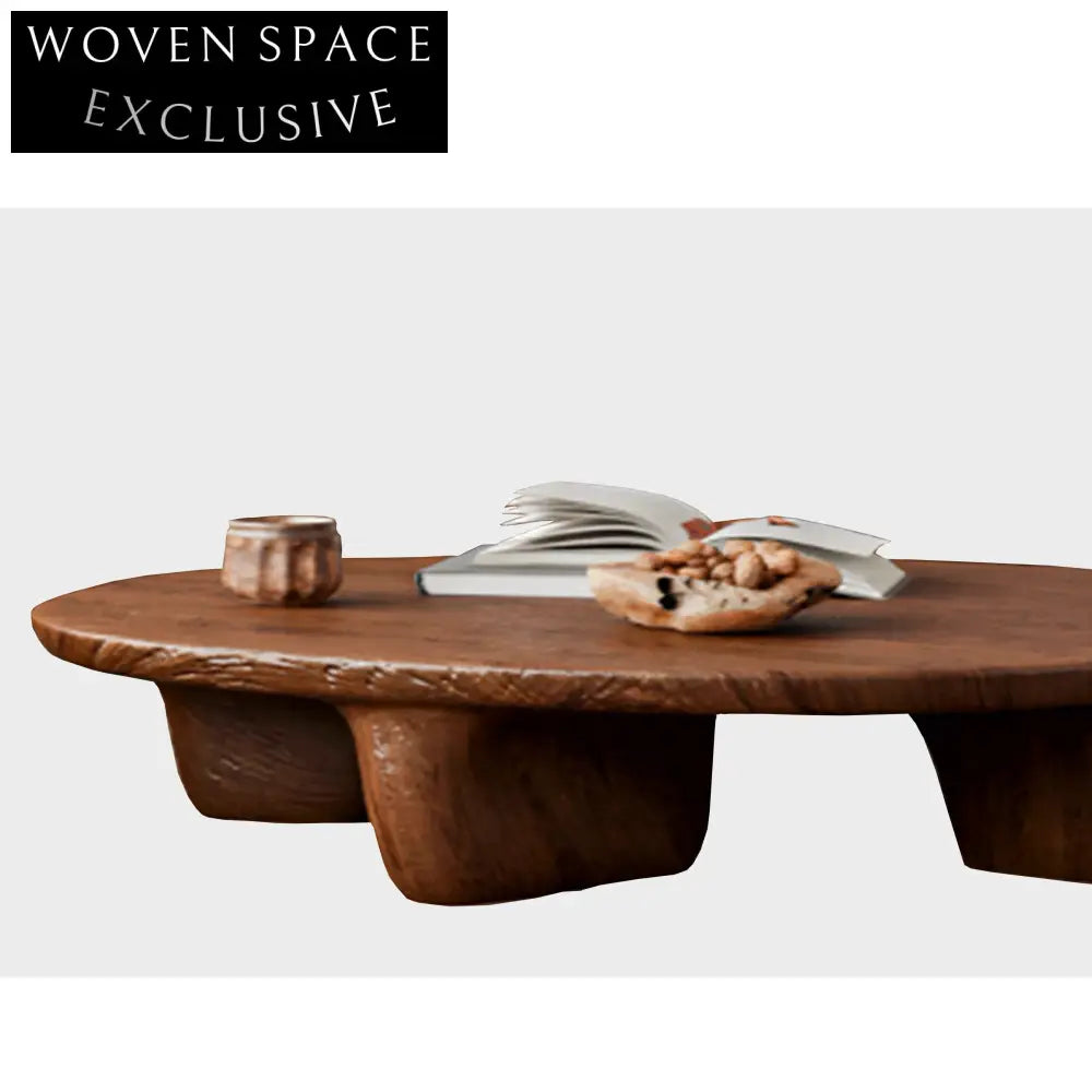 Organic Cobblestone Wabi Sabi Solid Camphora Wood Coffee Table