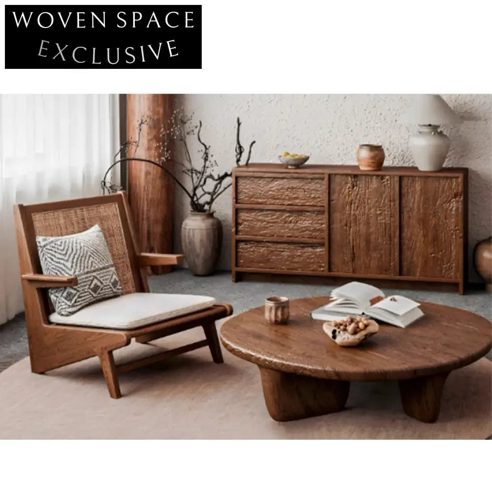 Organic Cobblestone Wabi Sabi Solid Camphora Wood Coffee Table