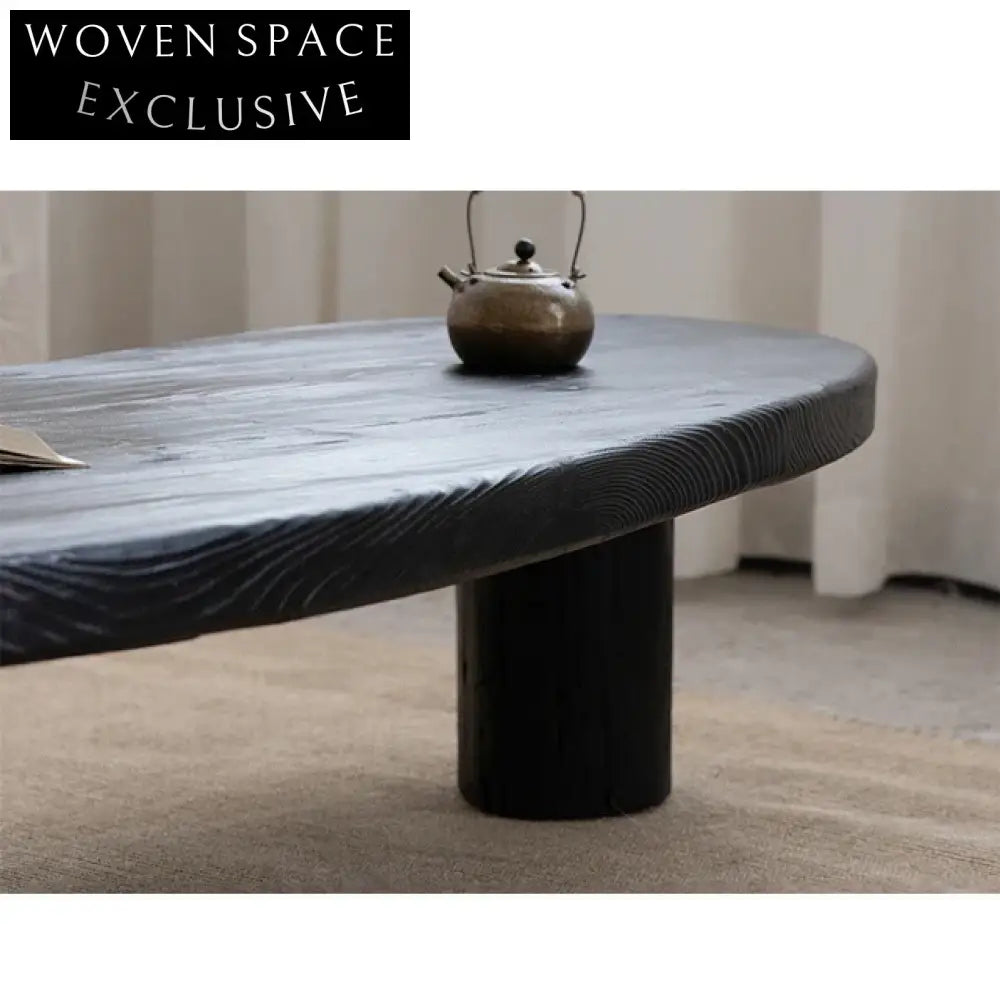 Organic Shape Wabi Sabi Adjustable Solid Wood Coffee Table