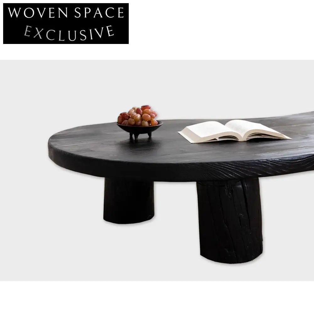 Organic Shape Wabi Sabi Adjustable Solid Wood Coffee Table