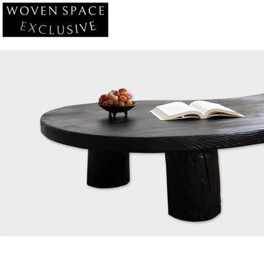 Organic Shape Wabi Sabi Adjustable Solid Wood Coffee Table