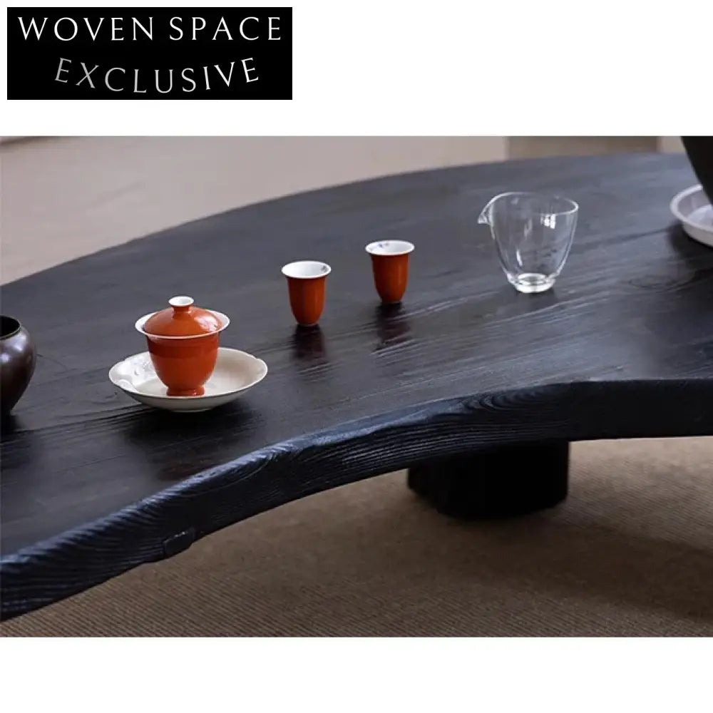 Organic Shape Wabi Sabi Adjustable Solid Wood Coffee Table