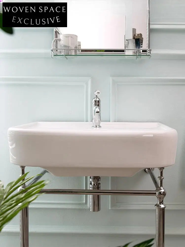 Oriana Butterfly Retro Ceramic Basin with Bracket and Bathroom Cabinet