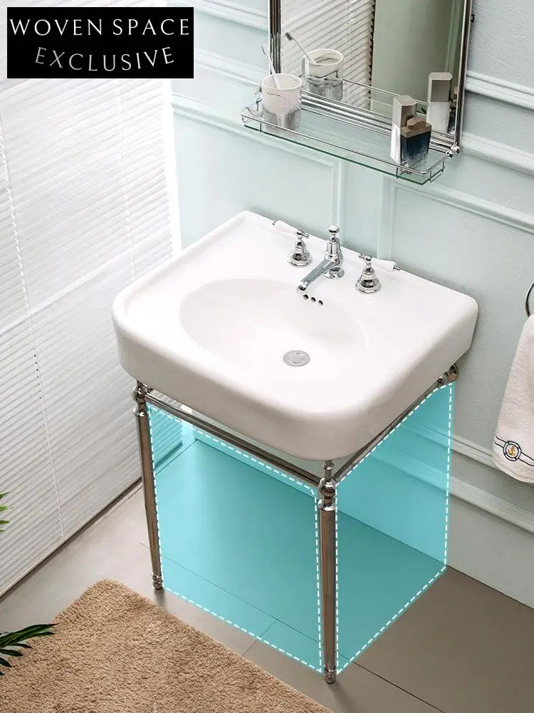 Oriana Butterfly Retro Ceramic Basin with Bracket and Bathroom Cabinet