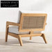 Outdoor Teak Wood Sofa Chair with Rattan Woven Backrest and Cushion