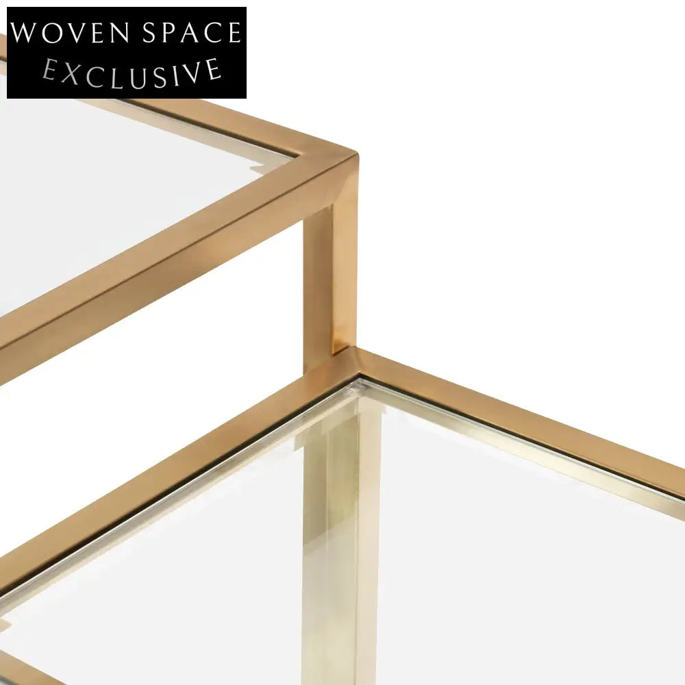 Oxford Set of 4 100cm Glass Coffee Table - Brushed Gold Base Coffee Tables