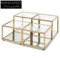 Oxford Set of 4 100cm Glass Coffee Table - Brushed Gold Base