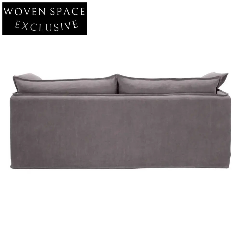 Palm Beach 3 Seater Slip Cover Sofa - Slate Grey Linen Stool