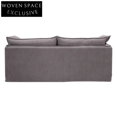Palm Beach 3 Seater Slip Cover Sofa - Slate Grey Linen Stool