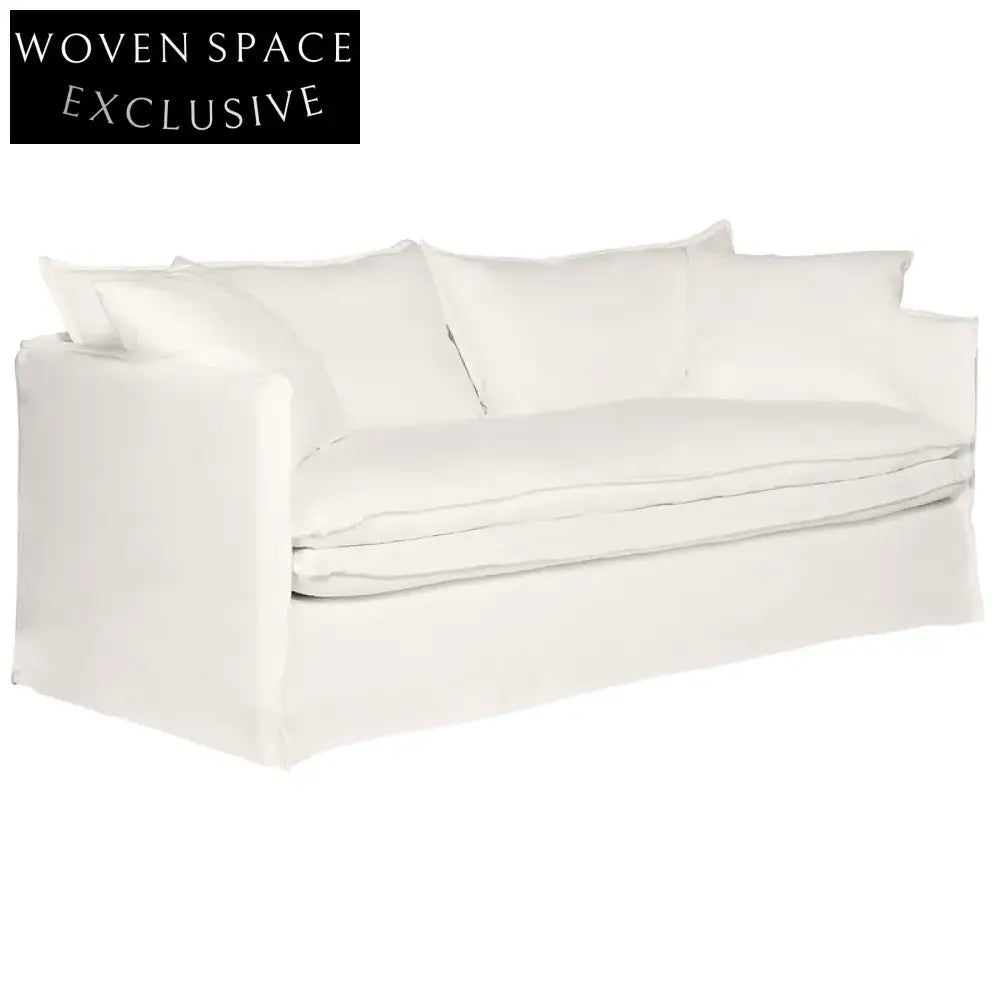 Palm Beach 3 Seater Slip Cover Sofa - White Linen