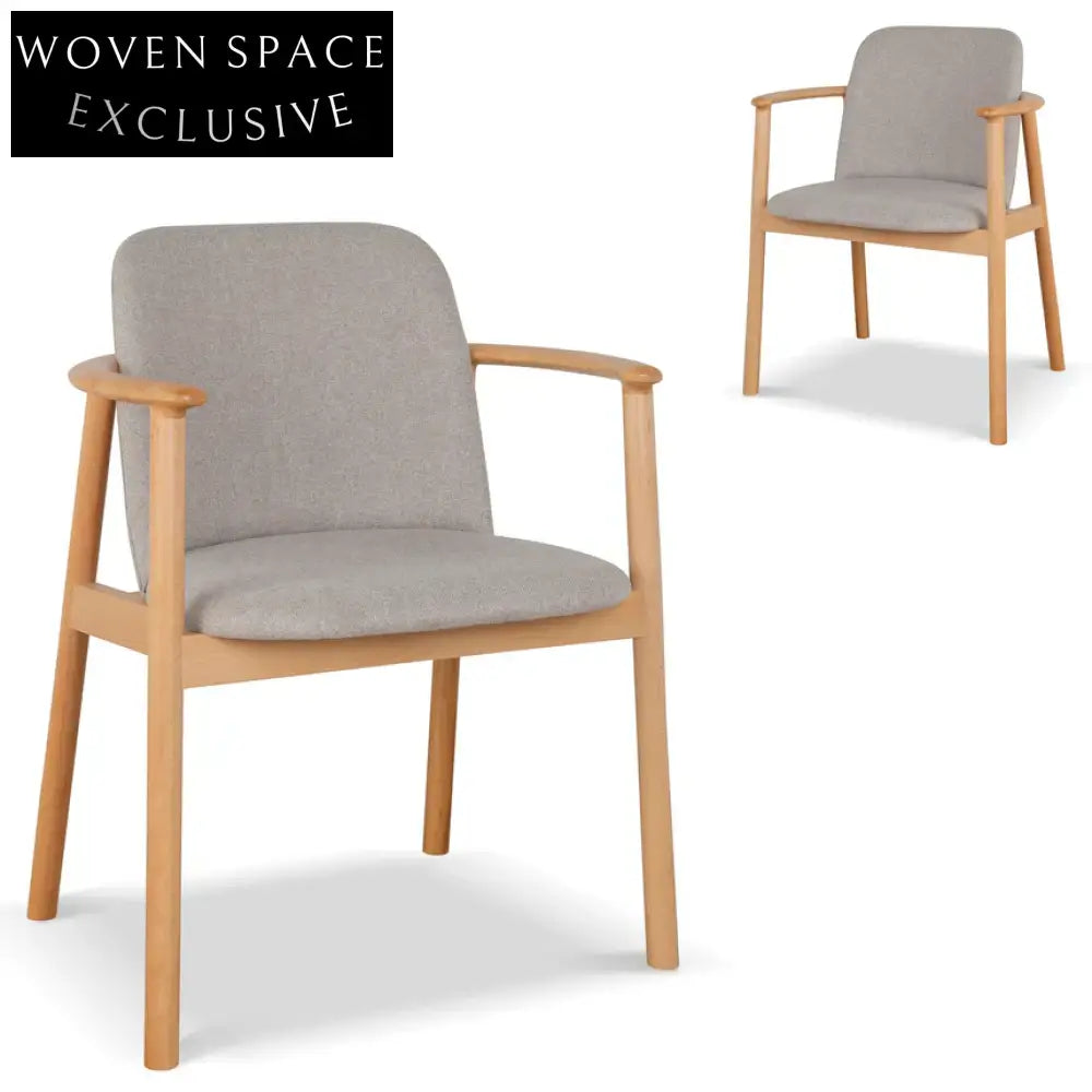 Paul Natural Dining Armchair - Grey Seat (Set of 2)