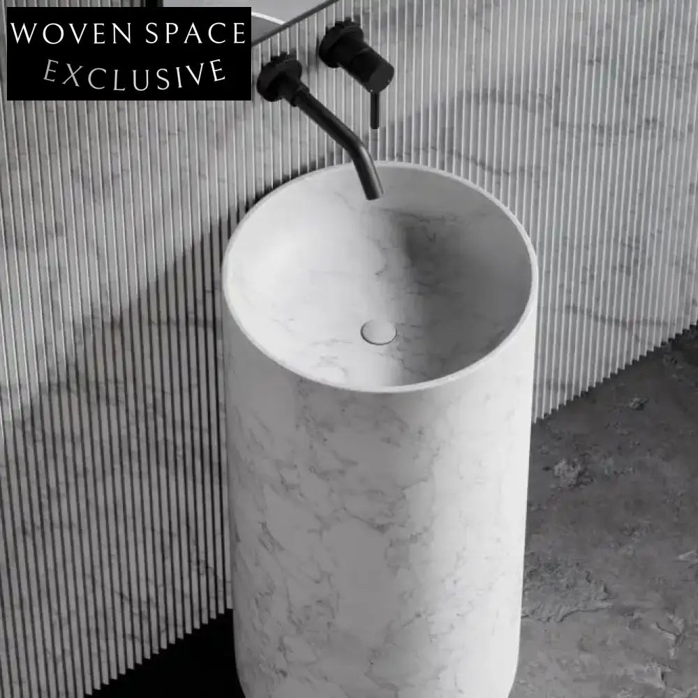 Pedestal Stone Basin Stand Sink White / Stone