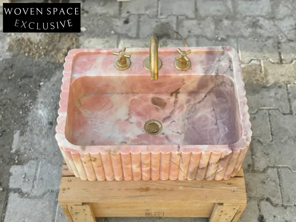 Picard Ribbed Marble Sink - Wall Mounted