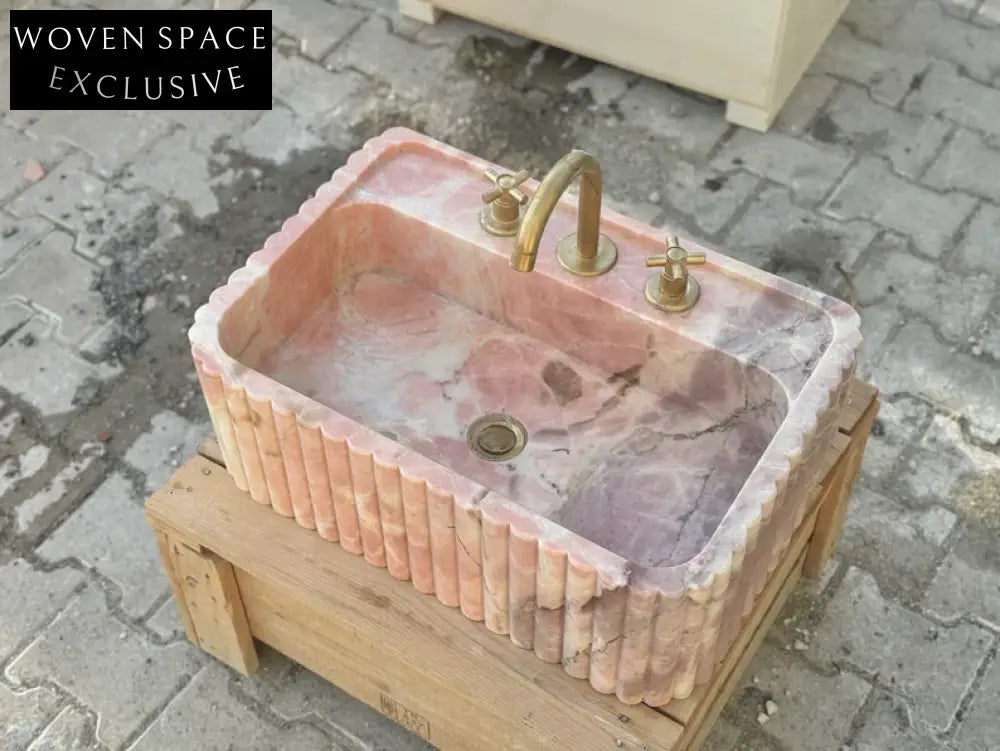 Picard Ribbed Marble Sink - Wall Mounted