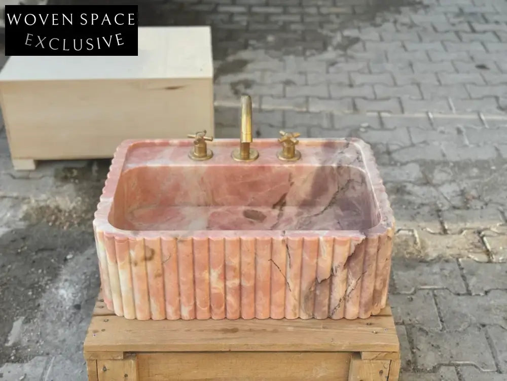 Picard Ribbed Marble Sink - Wall Mounted