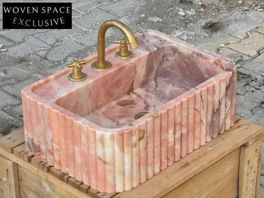 Picard Ribbed Marble Sink - Wall Mounted