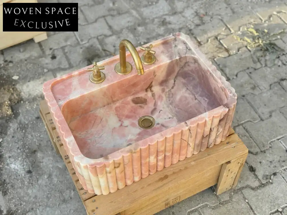 Picard Ribbed Marble Sink - Wall Mounted