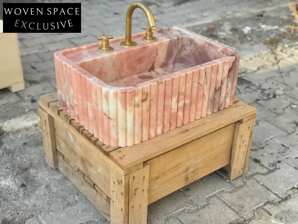 Picard Ribbed Marble Sink - Wall Mounted