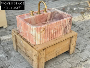 Picard Ribbed Marble Sink - Wall Mounted