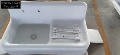 Piemonte Dietao High Back Wall-Mounted Basin Sink on the left and tray on the right
