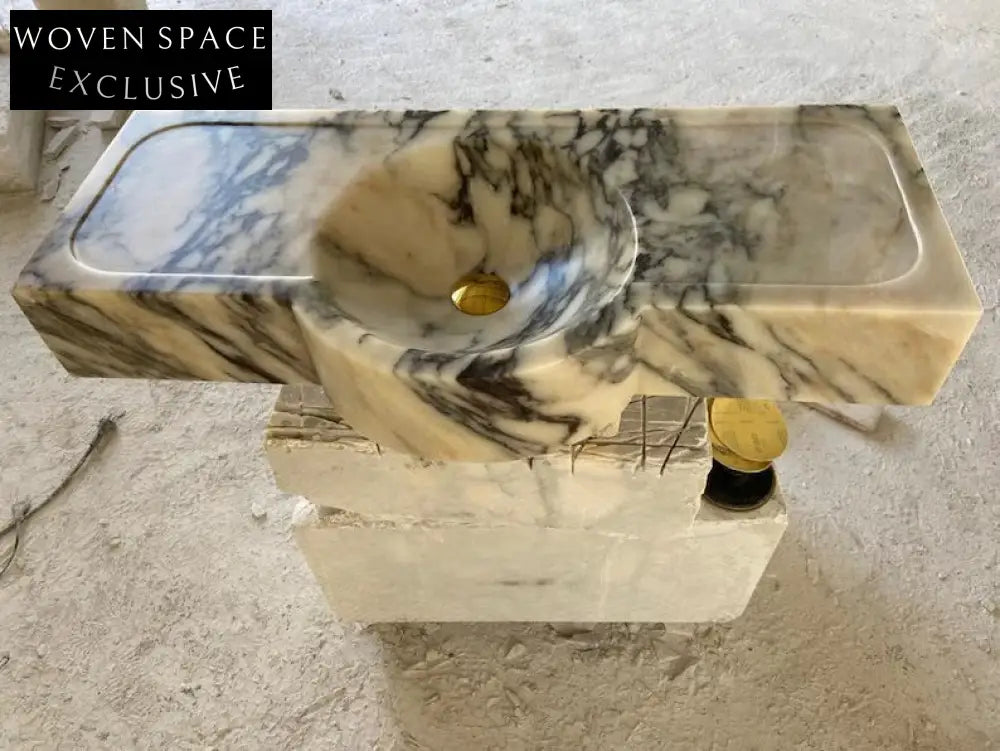 Pietro Violet Wall-Mounted Marble Sink Natural Stone Vanity